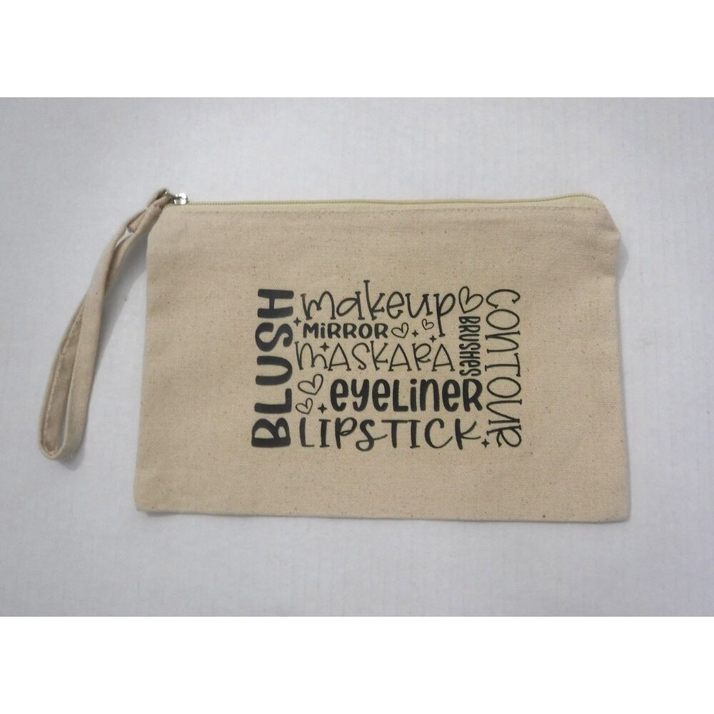 Ivory canvas makeup bag / toiletry bag